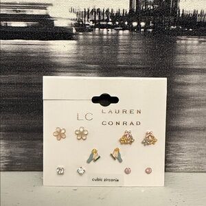 LC Lauren Conrad Floral and Cubic Zirconia Earring Set